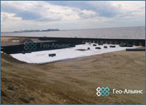 Укрепление берега с помощью объемной георешетки