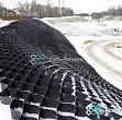 Укрепление склона георешеткой вдоль автомобильной дороги